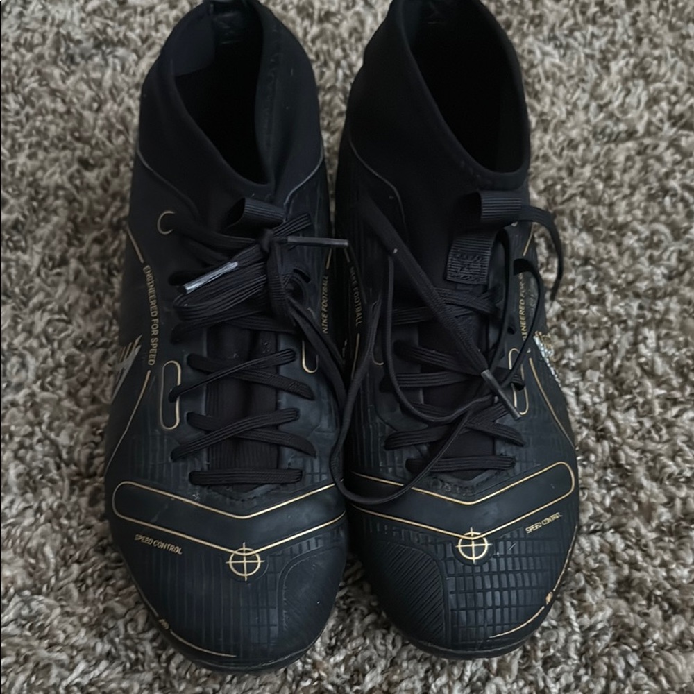 Nike Black and Gold Athletic cleats
